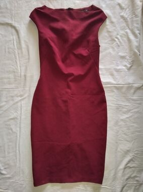Zara Deep Burgundy Cap-Sleeve Midi Dress